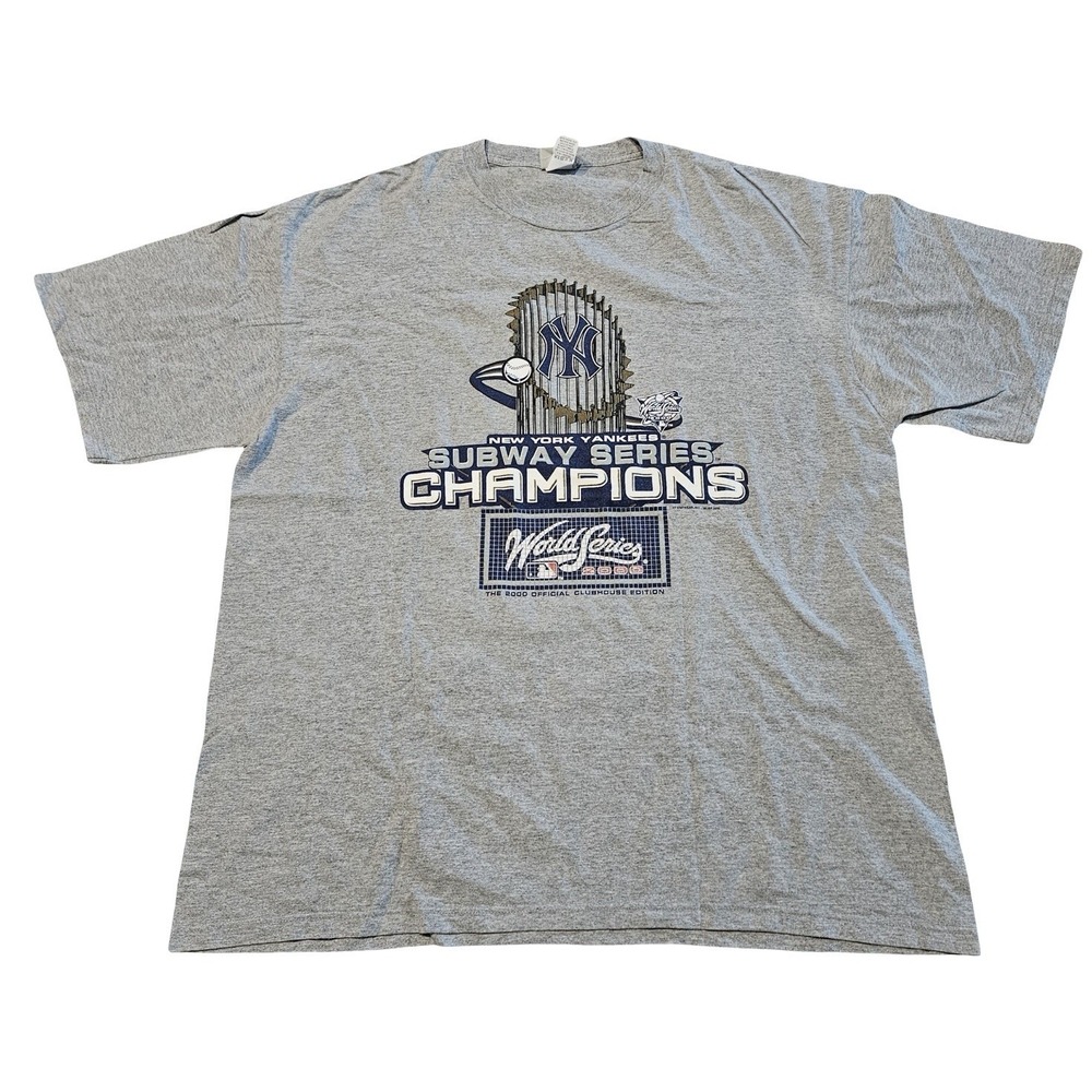 Vintage New York Yankees Shirt Men 2XL Gray 2000 World Series Clubhouse Edition